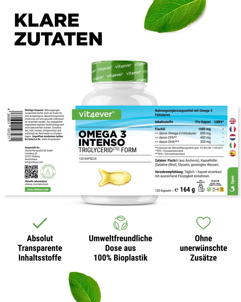 Omega 3 Intenso Fischöl - 365 Softgel-Kapseln