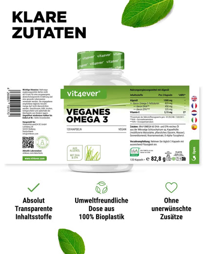 Algenöl Omega-3 Vegan, 120 Kapseln
