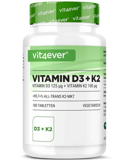 Vitamin D3 5.000 I.E. + Vitamin K2 100 mcg - 180 Tabletten
