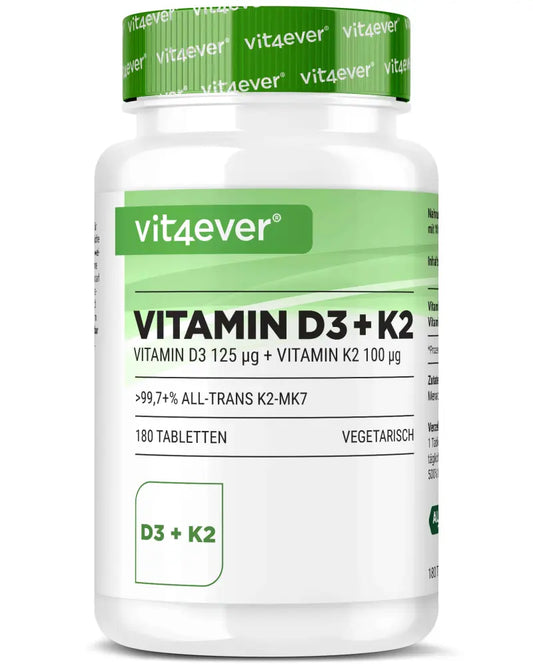 Vitamin D3 5.000 I.E. + Vitamin K2 100 mcg - 180 Tabletten