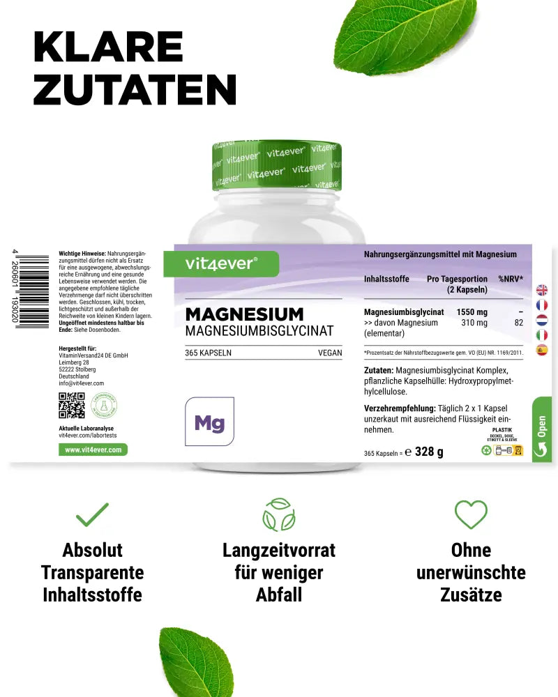 Magnesiumbisglycinat - 365 Kapseln