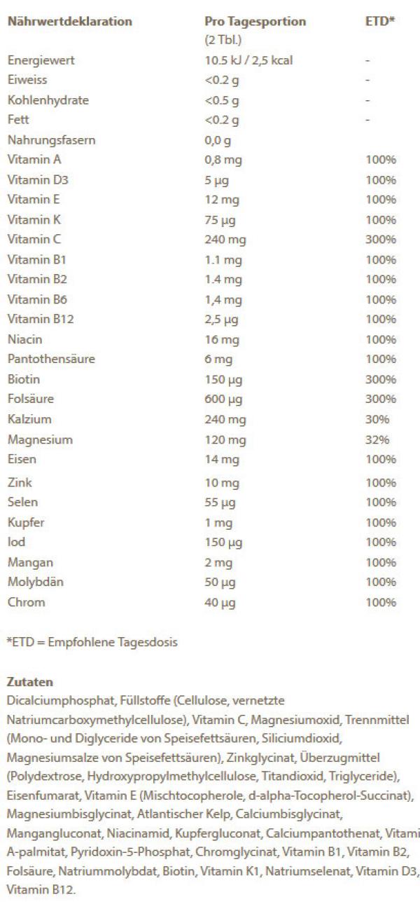 BURGERSTEIN CELA (MULTIVIT-MULTIMINERAL) (100 CAPS)