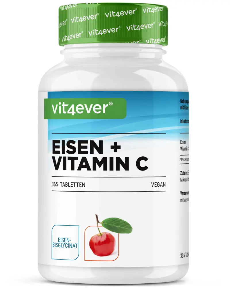 Eisen + Vitamin C - Eisenbisglycinat- 365 Tabletten