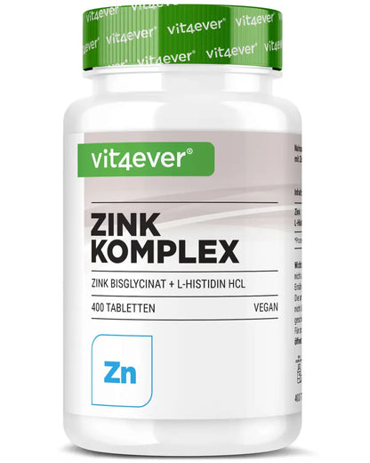 Zink Advanced - 400 Tabletten mit 25 mg - Zinkbisglycinat + L-Histidin
